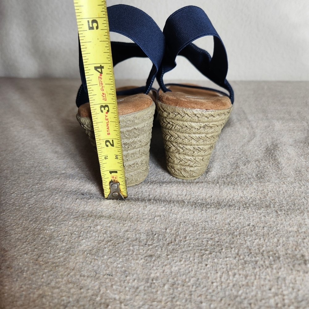 Navy Blue Womens 8 1/2 Espadrille Sandals Denim Look Suede Sole - Picture 5 of 8